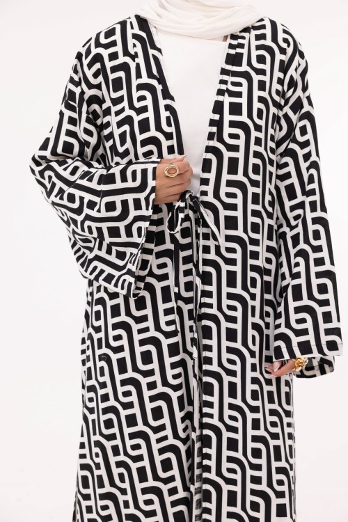 Ensemble Louny en lin blanc imprimé noir