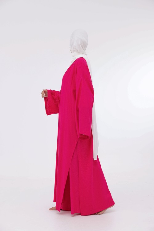 Ensemble Louny en lin fushia