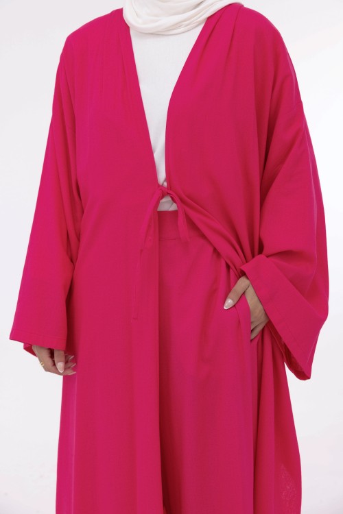 Ensemble Louny en lin fushia
