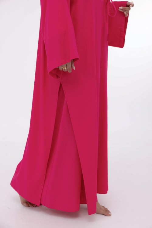 Ensemble Louny en lin fushia