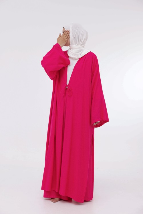 Ensemble Louny en lin fushia