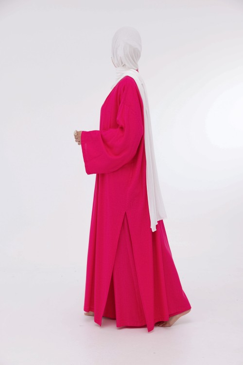 Ensemble Louny en lin fushia