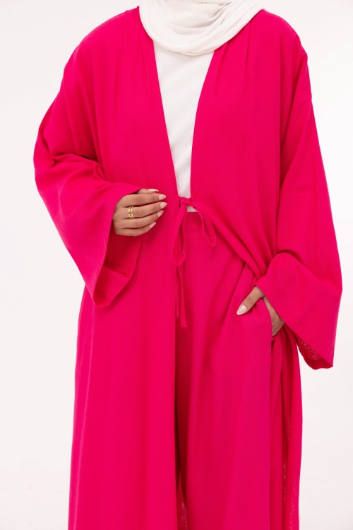 Ensemble Louny en lin fushia