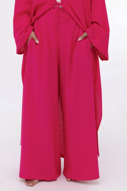 Ensemble Louny en lin fushia