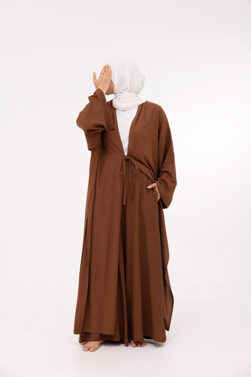 Ensemble Louny en lin marron