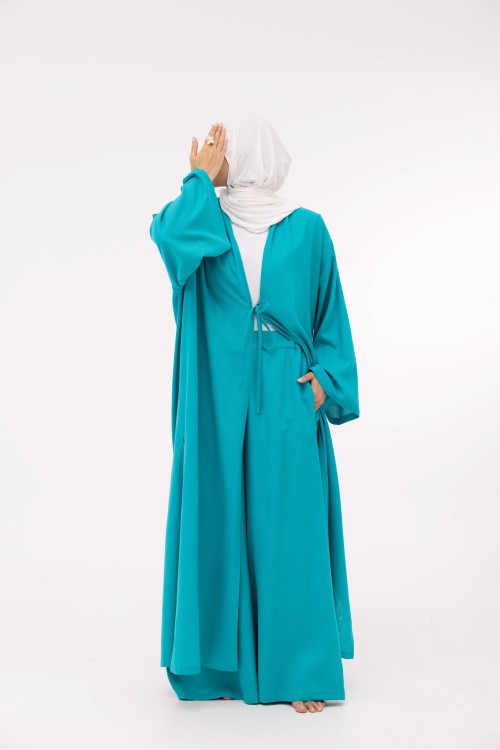 Ensemble Louny en lin turquoise