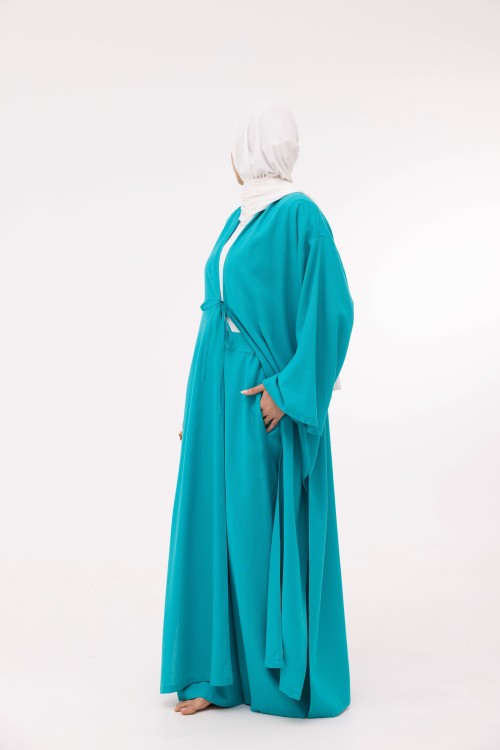 Ensemble Louny en lin turquoise