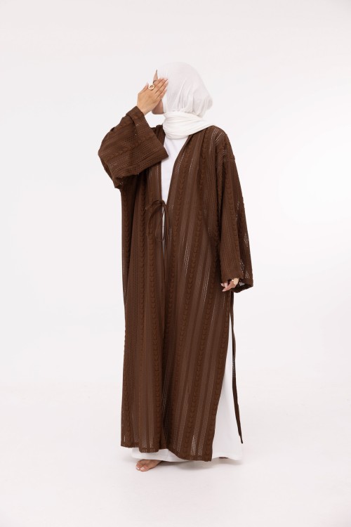 Abaya Louny en crochet marron