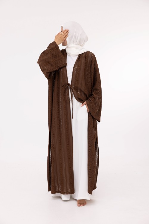 Abaya Louny en crochet marron