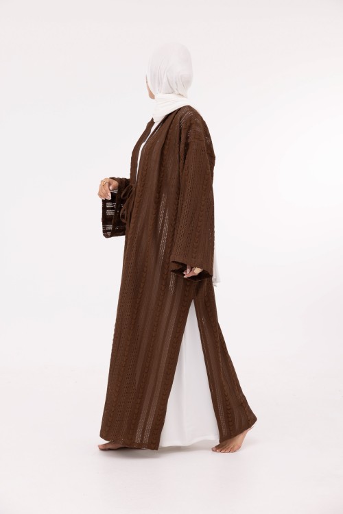 Abaya Louny en crochet marron