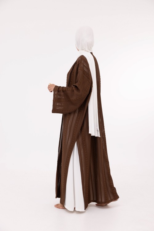 Abaya Louny en crochet marron