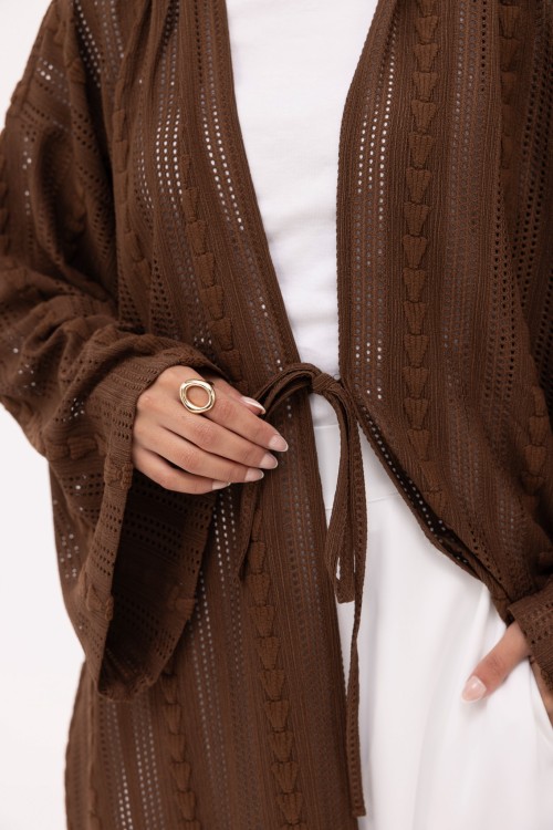 Abaya Louny en crochet marron