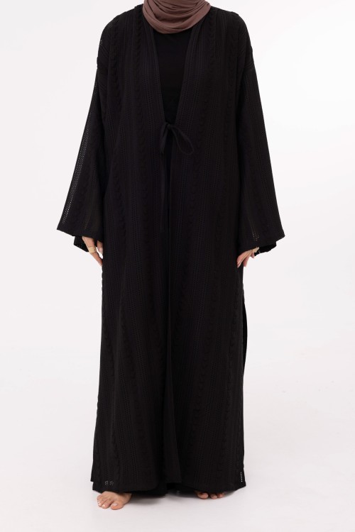 Abaya Louny en crochet noir