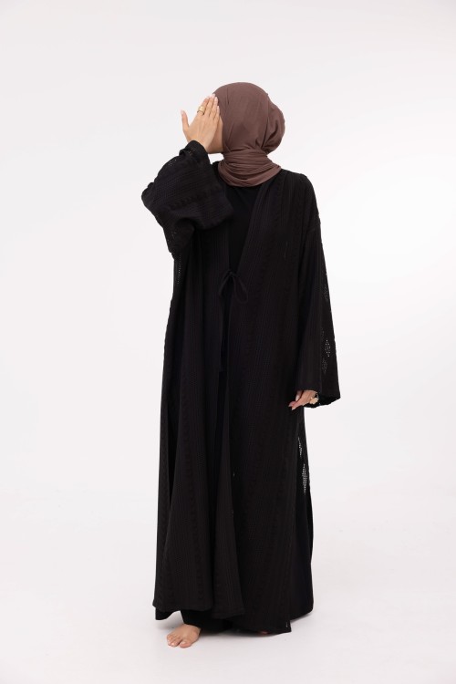Abaya Louny en crochet noir