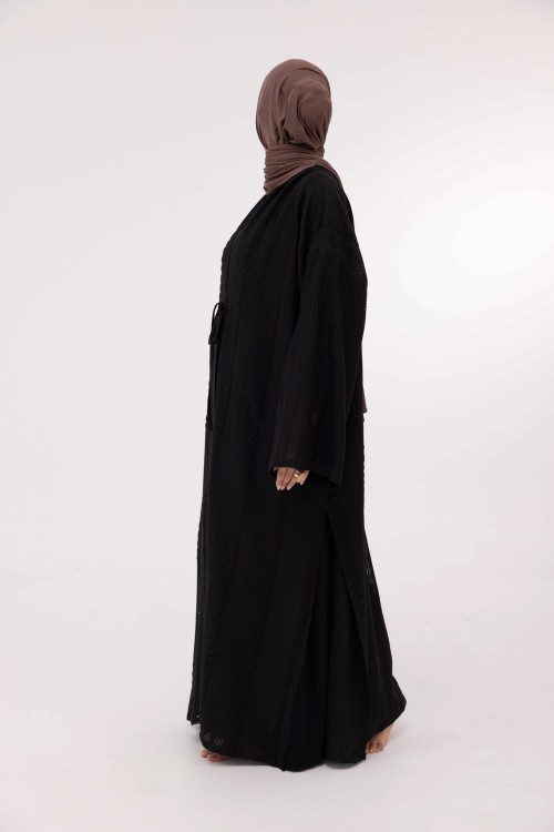 Abaya Louny en crochet noir