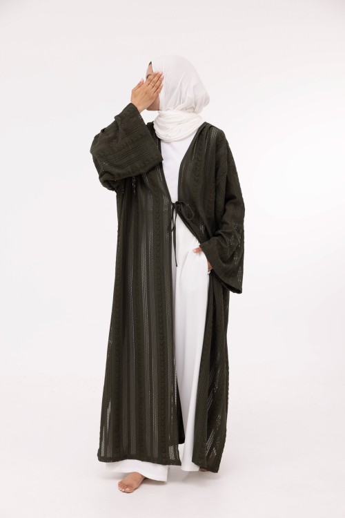 Abaya Louny en crochet olive