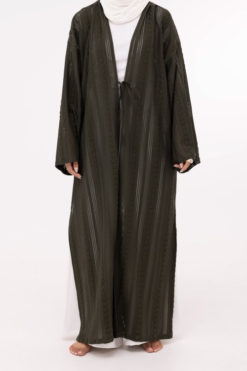 Abaya Louny en crochet olive