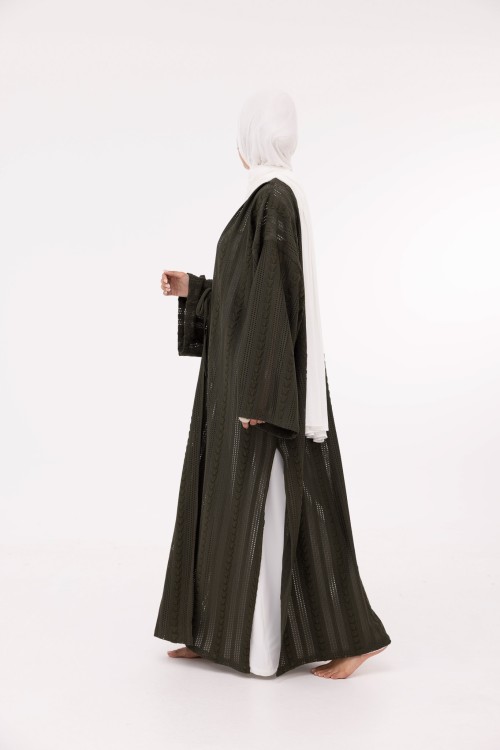 Abaya Louny en crochet olive