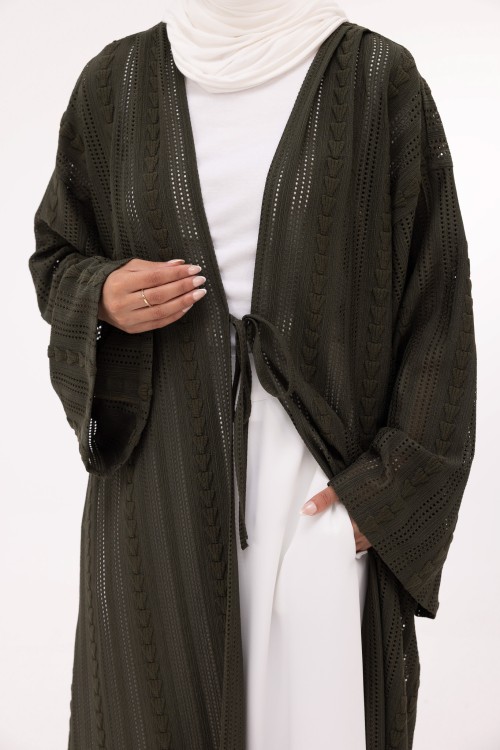 Abaya Louny en crochet olive