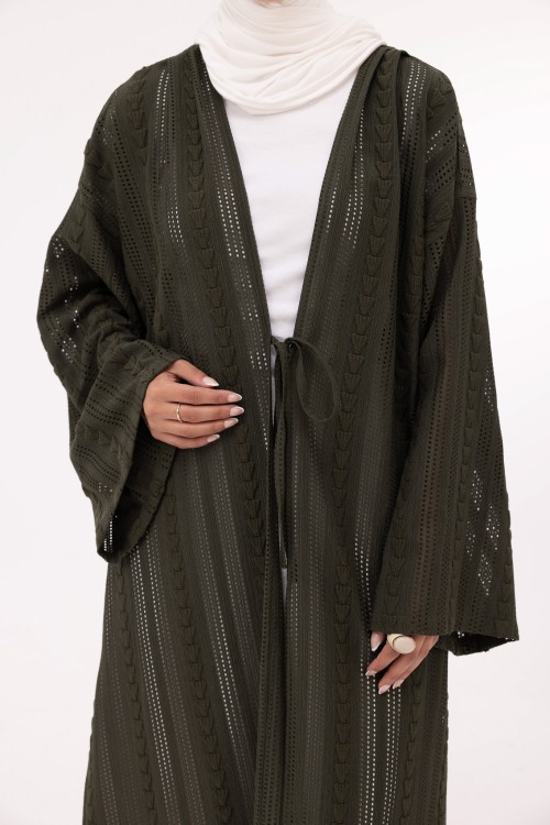 Abaya Louny en crochet olive