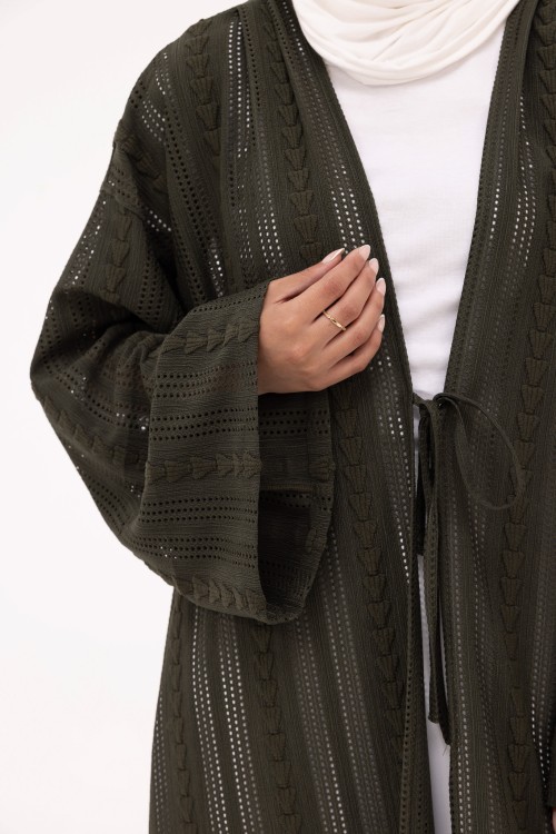 Abaya Louny en crochet olive