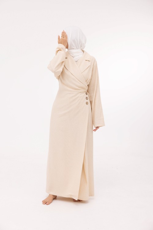 Robe Laurie en lin beige chiné