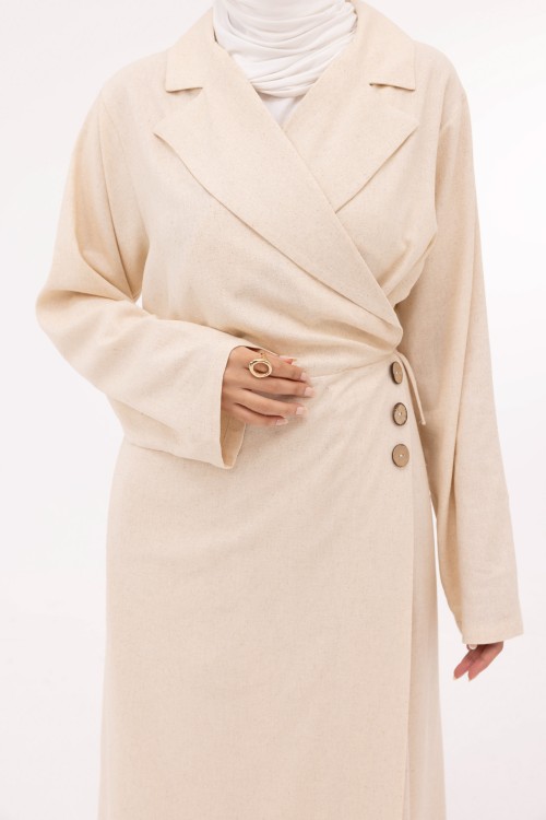 Robe Laurie en lin beige chiné