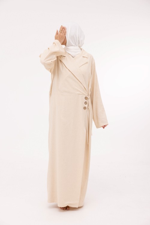 Robe Laurie en lin beige chiné