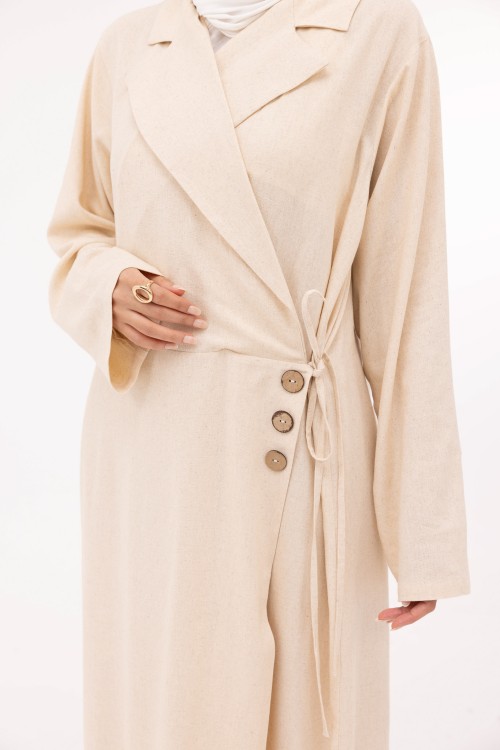 Robe Laurie en lin beige chiné