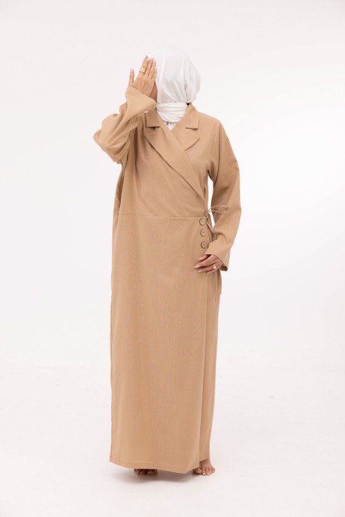Robe Laurie en lin beige foncé