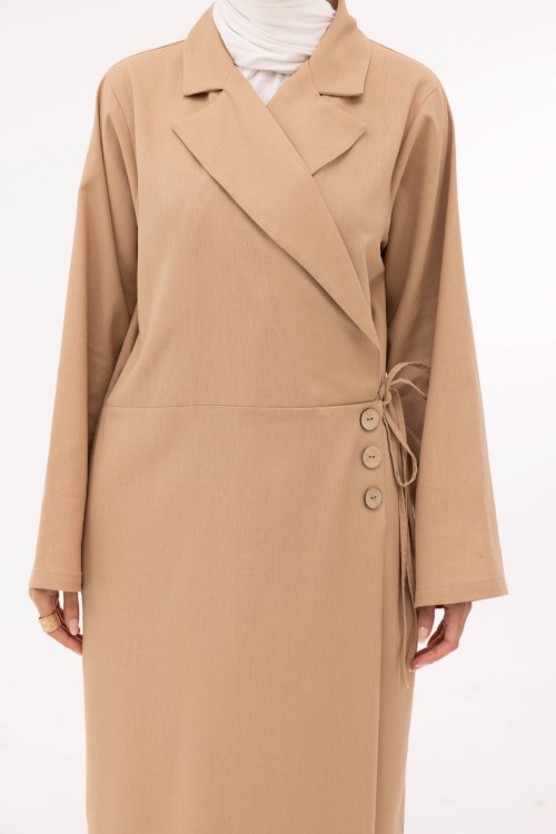 Robe Laurie en lin beige foncé
