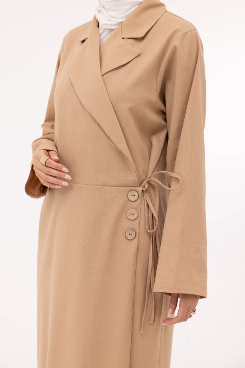 Robe Laurie en lin beige foncé