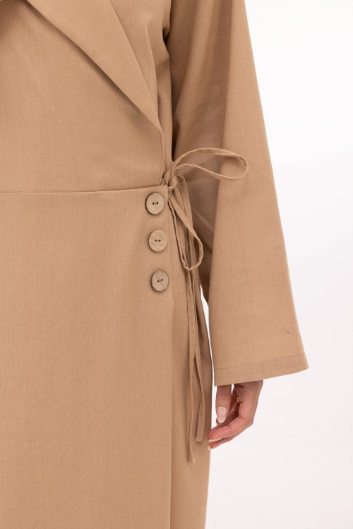 Robe Laurie en lin beige foncé