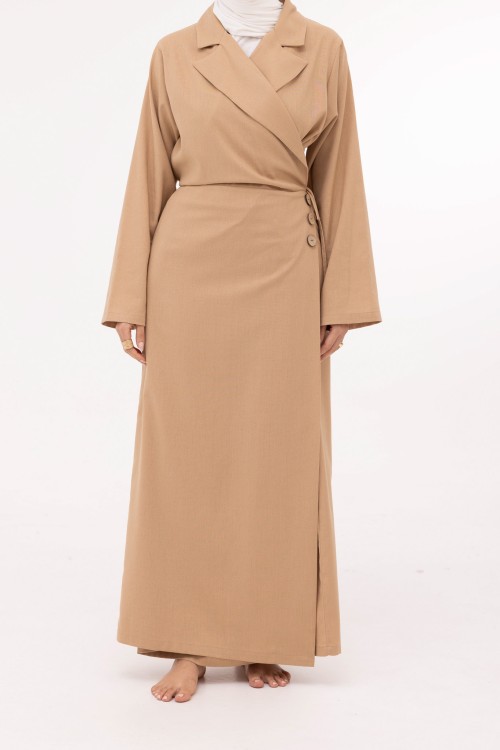 Robe Laurie en lin beige foncé