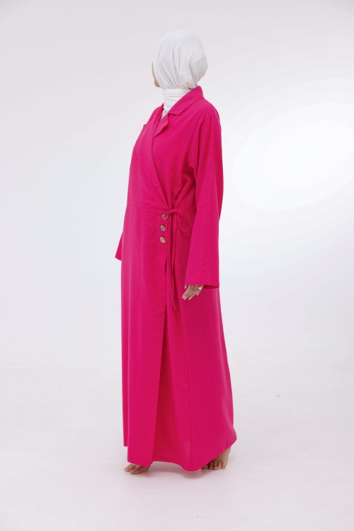 Robe Laurie en lin fushia