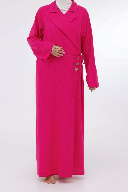 Robe Laurie en lin fushia