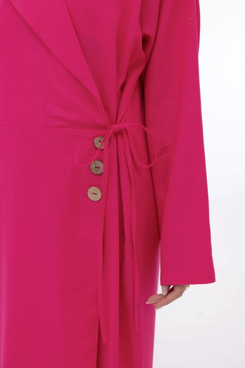 Robe Laurie en lin fushia