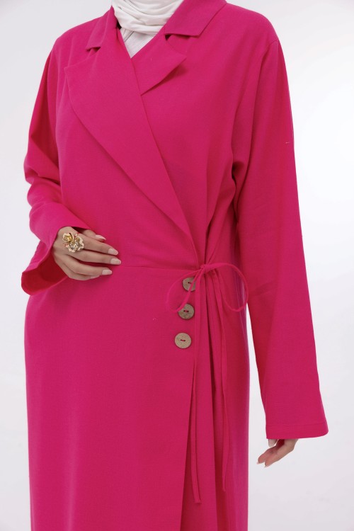 Robe Laurie en lin fushia