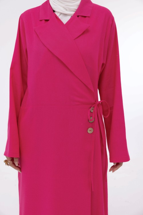 Robe Laurie en lin fushia