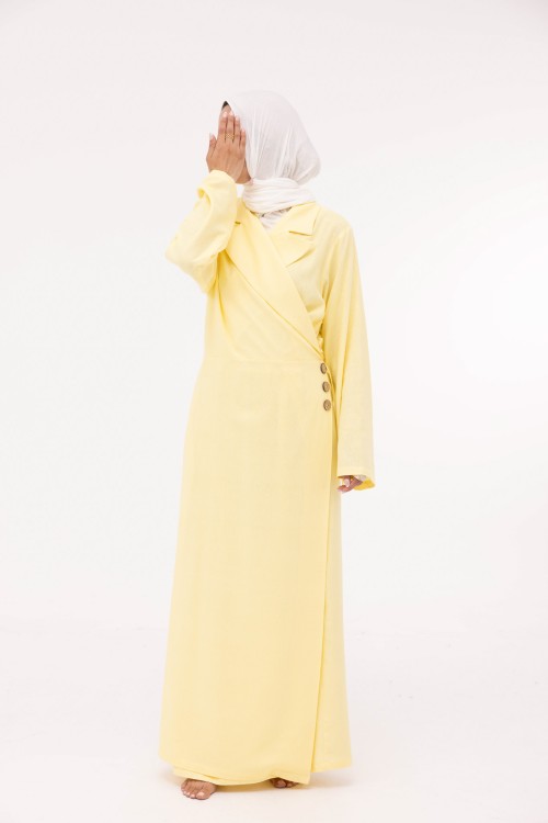 Robe Laurie en lin jaune