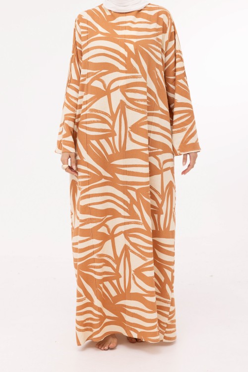 Robe Marya en lin imprimé terra