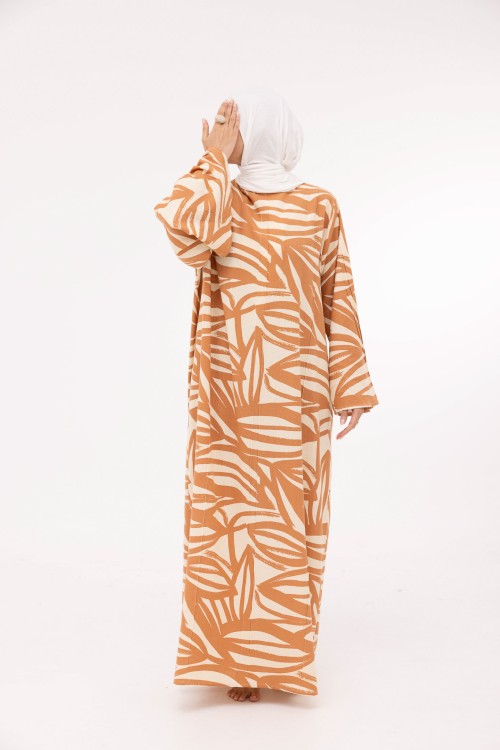 Robe Marya en lin imprimé terra