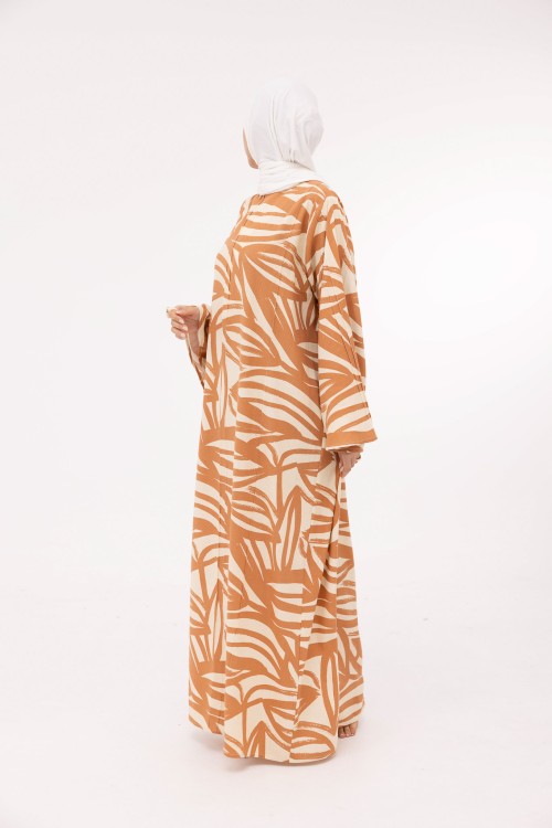 Robe Marya en lin imprimé terra