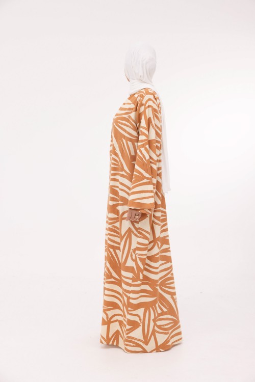 Robe Marya en lin imprimé terra
