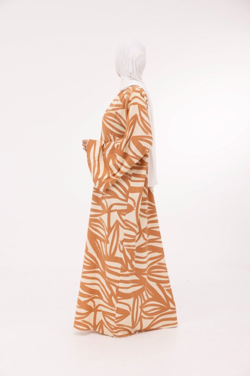 Robe Marya en lin imprimé terra