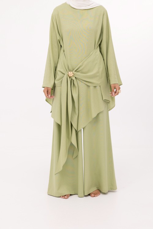 Ensemble Cataleya en lin vert