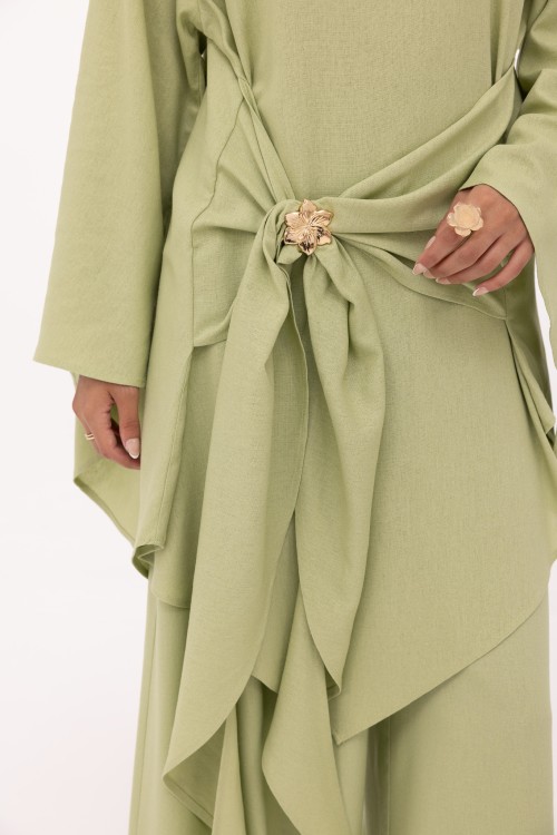 Ensemble Cataleya en lin vert
