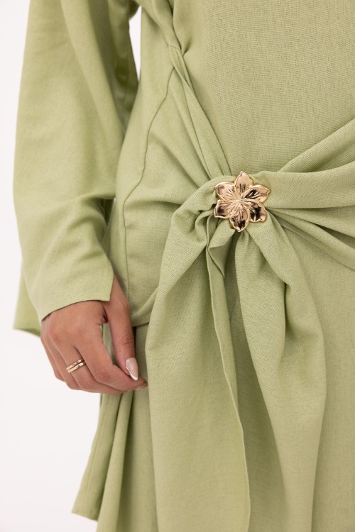 Ensemble Cataleya en lin vert