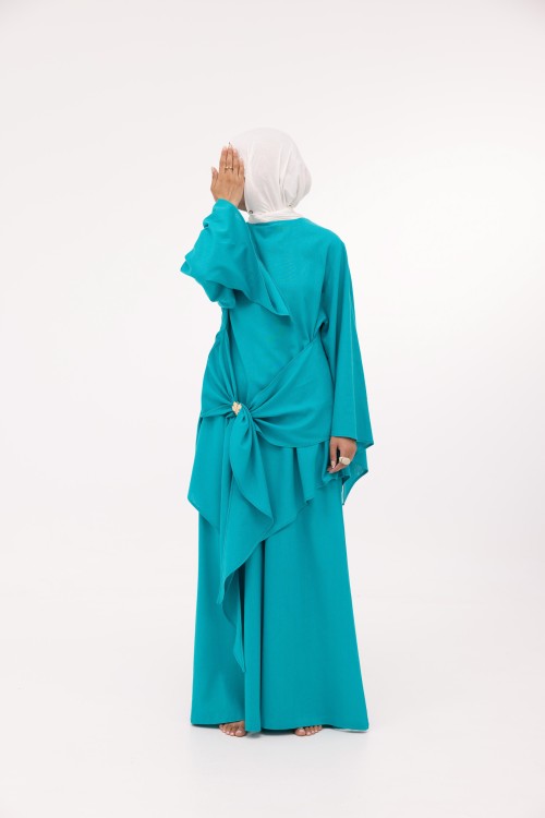 Ensemble Cataleya en lin turquoise