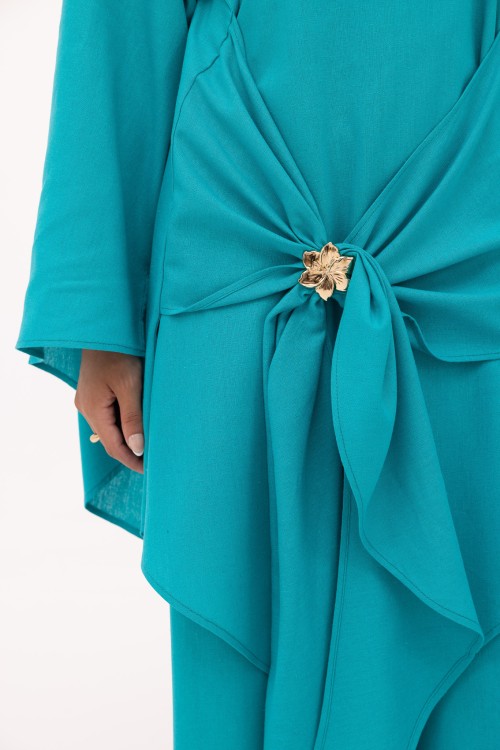 Ensemble Cataleya en lin turquoise